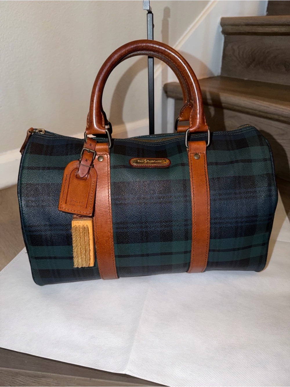 Vintage Polo Ralph Lauren Blackwatch Plaid Boston Bag - Picture 2 of 16
